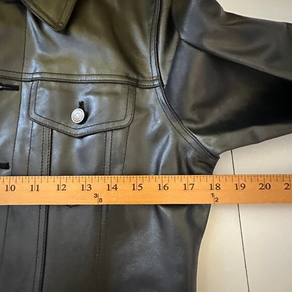 Vintage Ralph Lauren Leather Jacket Womens Medium Black Lined 90s Y2K Biker - Picture 15 of 16